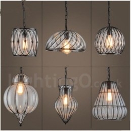 1 Light Vintage Cafe Glass Pendant Light Loft Pendant Lamp