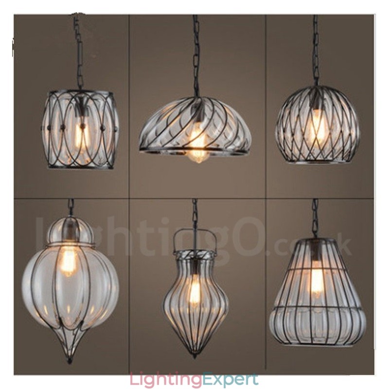 1 Light Vintage Cafe Glass Pendant Light Loft Pendant Lamp