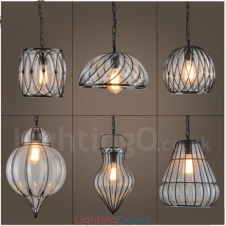 1 Light Vintage Cafe Glass Pendant Light Loft Pendant Lamp