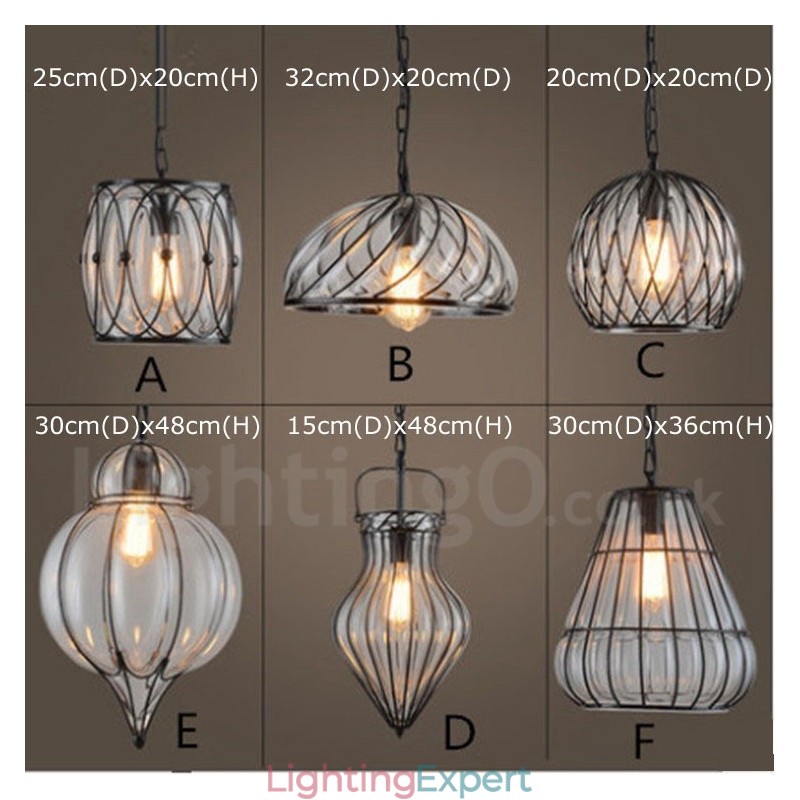 1 Light Vintage Cafe Glass Pendant Light Loft Pendant Lamp