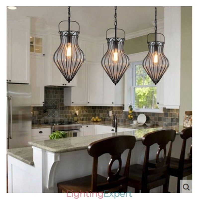 1 Light Vintage Cafe Glass Pendant Light Loft Pendant Lamp