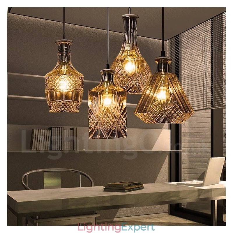 1 Light Rustic Lodge Glass Cafe Pendant Light