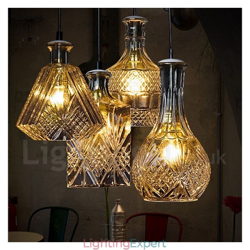 1 Light Rustic Lodge Glass Cafe Pendant Light