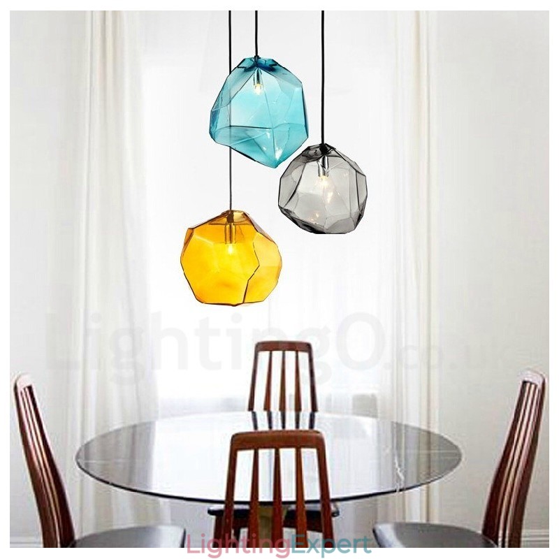 1 Light Rustic Lodge Pendant Light with Glass Shade