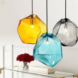 1 Light Rustic Lodge Pendant Light with Glass Shade