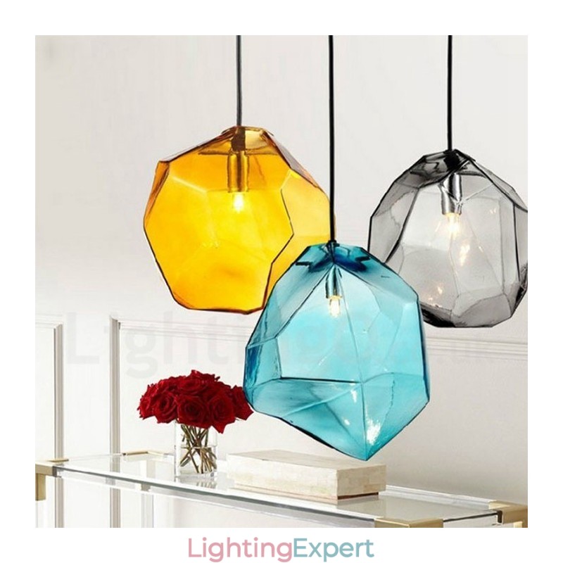 1 Light Rustic Lodge Pendant Light with Glass Shade