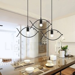 1 Light Rustic Lodge Retro Fish Pendant Light with Steel Shade
