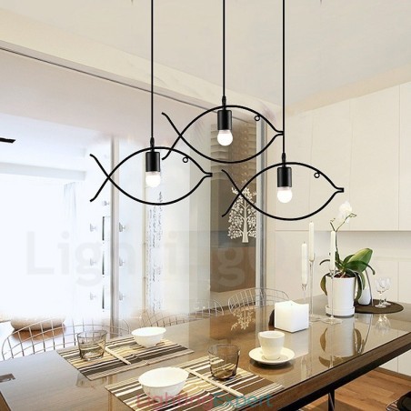 1 Light Rustic Lodge Retro Fish Pendant Light with Steel Shade 1 Light Rustic Lodge Retro Fish Pendant Light with Steel Shade
