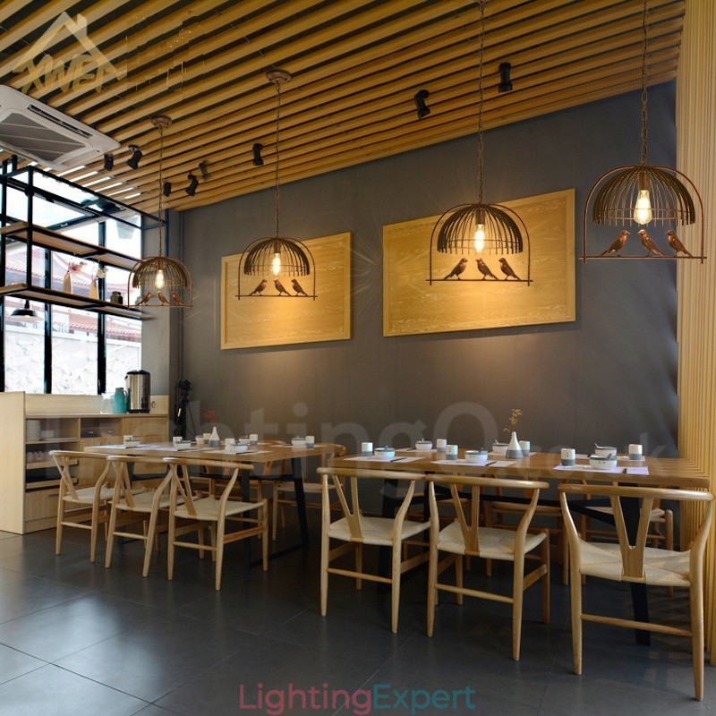 1 Light Rustic Lodge Retro Birdcage Pendant Light with Steel Shade