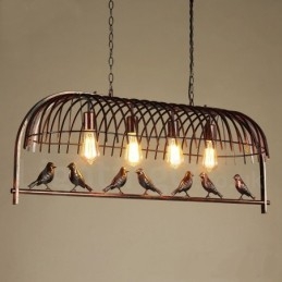 4 Light Rustic Lodge Retro Birdcage Pendant Light with Steel Shade