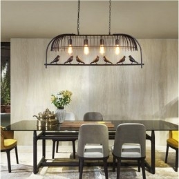 4 Light Rustic Lodge Retro Birdcage Pendant Light with Steel Shade
