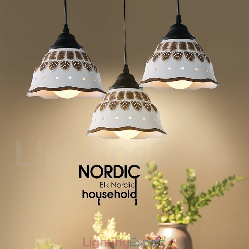 1 Light Modern Contemporary Pendant Light with Ceramic Shade