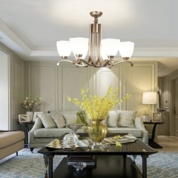 6 Light Modern Contemporary Chandelier with Glass Shade