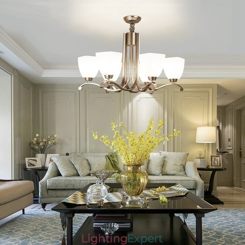 6 Light Modern Contemporary Chandelier with Glass Shade