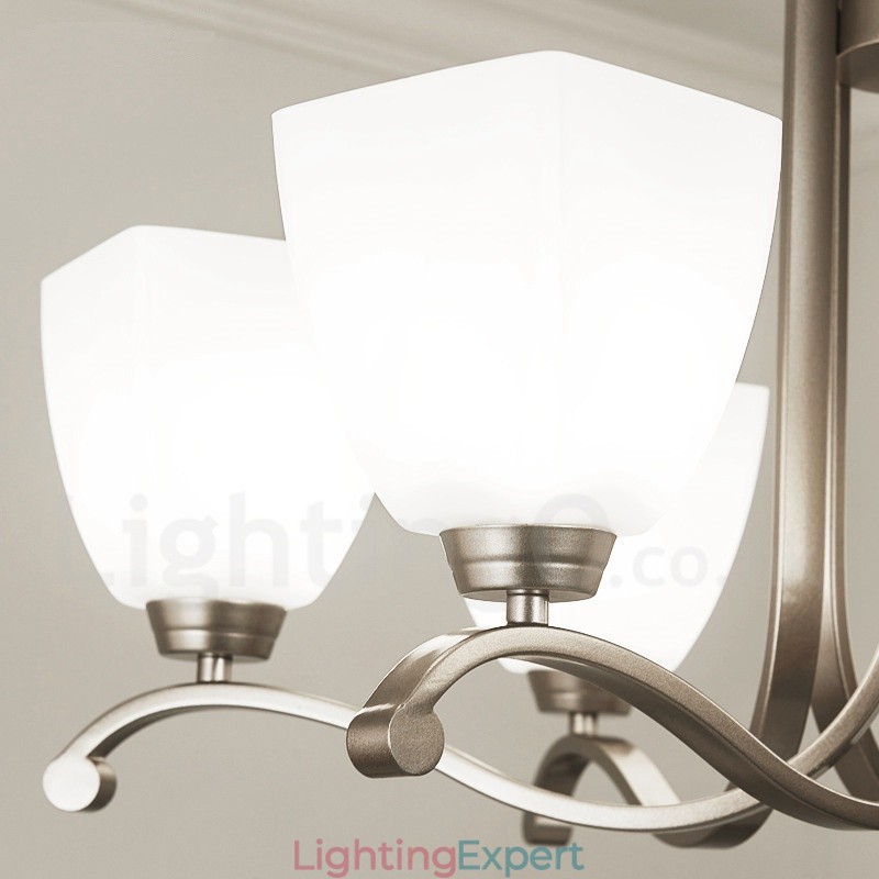 6 Light Modern Contemporary Chandelier with Glass Shade