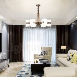6 Light Modern Contemporary Chandelier with Glass Shade