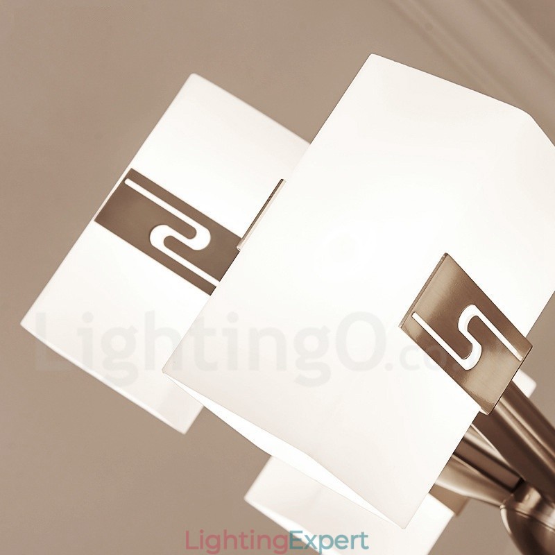 6 Light Modern Contemporary Chandelier with Glass Shade