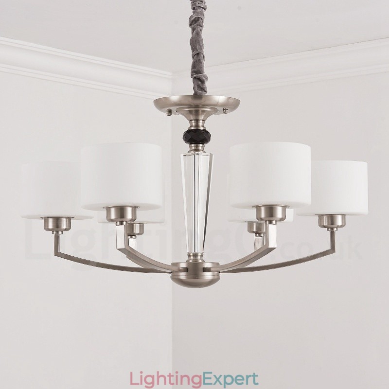 6 Light Modern Contemporary Chandelier with Glass Shade