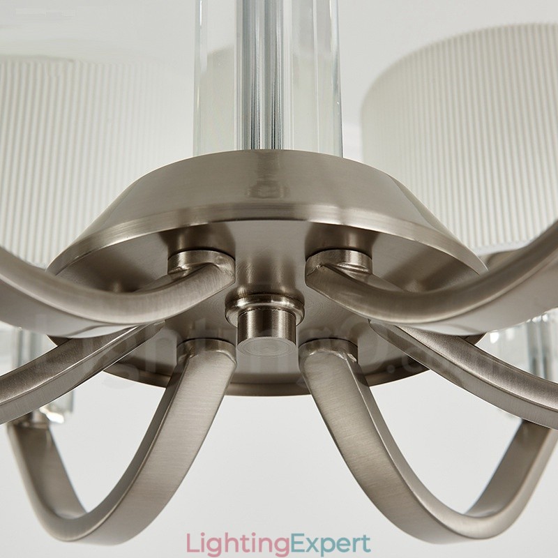 6 Light Modern Contemporary Crystal Chandelier with Fabric Shade
