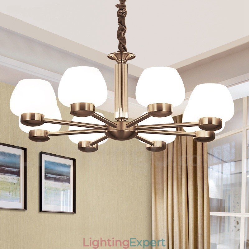 8 Light Modern Contemporary Chandelier with Glass Shade