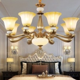 8 Light Retro Traditional Luxury Zinc alloy Chandelier with Glass Shade