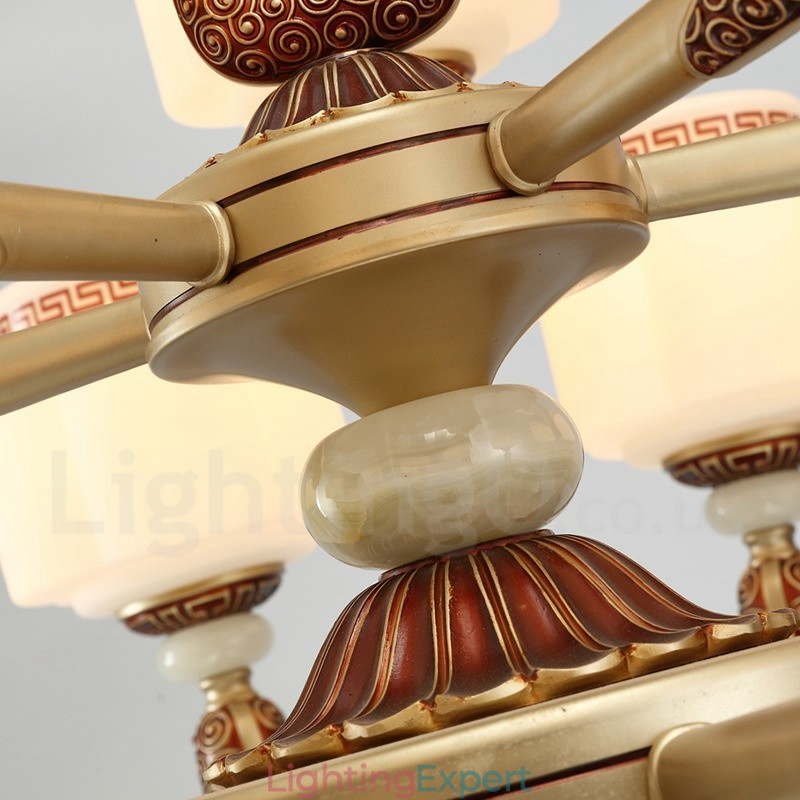 15 Light Retro Traditional Zinc alloy Luxury Lobby Chandelier with Glass Shade