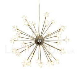 32 Light Modern Contemporary Steel Pendant Light with Glass Shade
