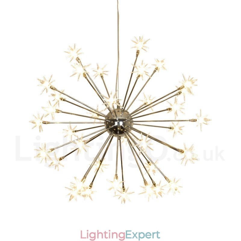 32 Light Modern Contemporary Steel Pendant Light with Glass Shade