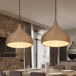 1 Light Retro Rustic Hemp Rope Pendant Light with Hemp Rope Shade