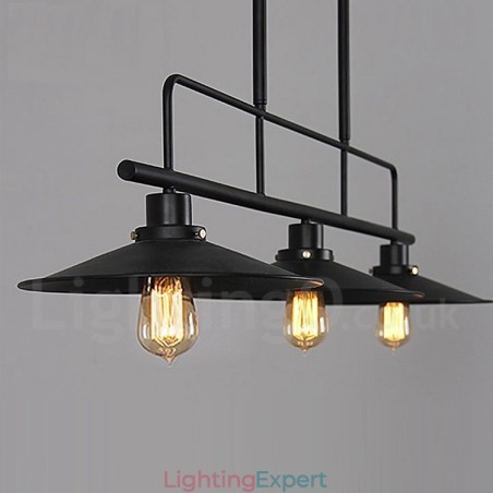 3 Light Retro Rustic Steel Pendant Light with Steel Shade 3 Light Retro Rustic Steel Pendant Light with Steel Shade