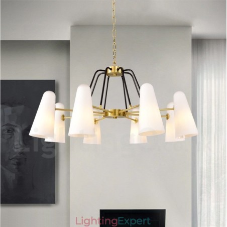 8 Light Retro Rustic Luxury Brass Pendant Lamp Chandelier with Glass Shade 8 Light Retro Rustic Luxury Brass Pendant Lamp Chandelier with Glass Shade