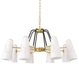 8 Light Retro Rustic Luxury Brass Pendant Lamp Chandelier with Glass Shade