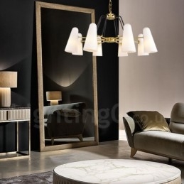 8 Light Retro Rustic Luxury Brass Pendant Lamp Chandelier with Glass Shade