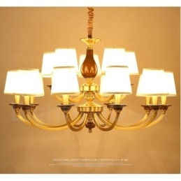 15 Light Retro Rustic Luxury Brass Pendant Lamp Chandelier with Glass Shade