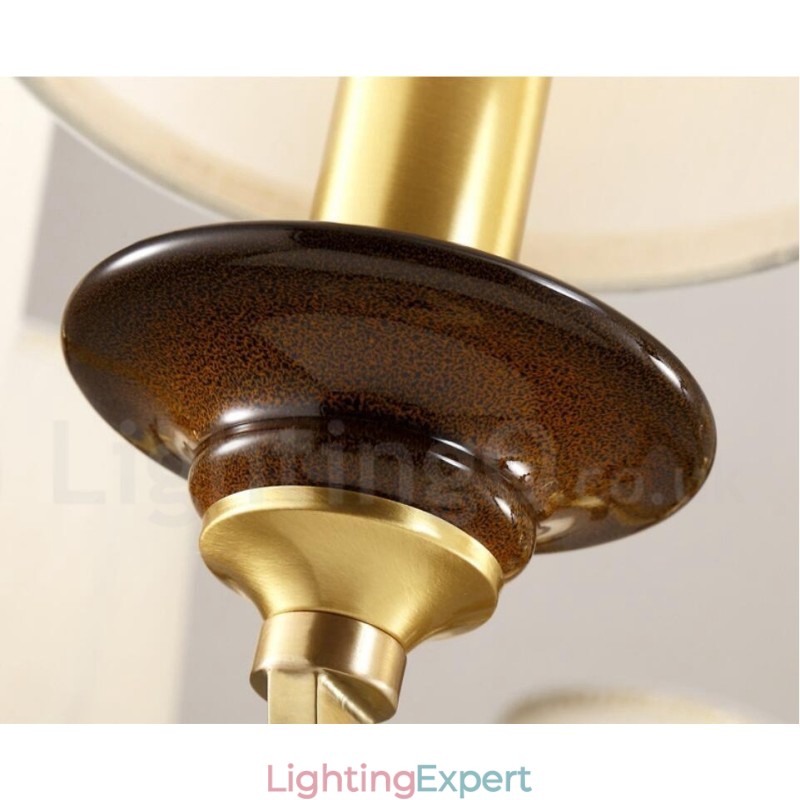 6 Light Retro Rustic Luxury Brass Pendant Lamp Chandelier with Glass Shade