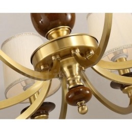 6 Light Retro Rustic Luxury Brass Pendant Lamp Chandelier with Glass Shade