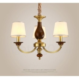 3 Light Retro Rustic Luxury Brass Pendant Lamp Chandelier with Glass Shade