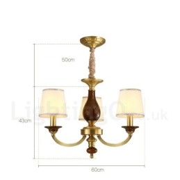 3 Light Retro Rustic Luxury Brass Pendant Lamp Chandelier with Glass Shade