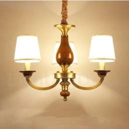3 Light Retro Rustic Luxury Brass Pendant Lamp Chandelier with Glass Shade