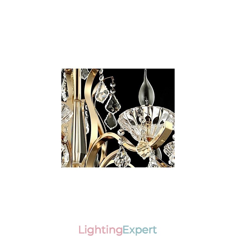 High Grade Gold Wrought Iron Crystal Chandelier 8 Lights