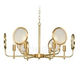 6 Light Retro Rustic Luxury Brass Pendant Lamp Chandelier with Glass Shade
