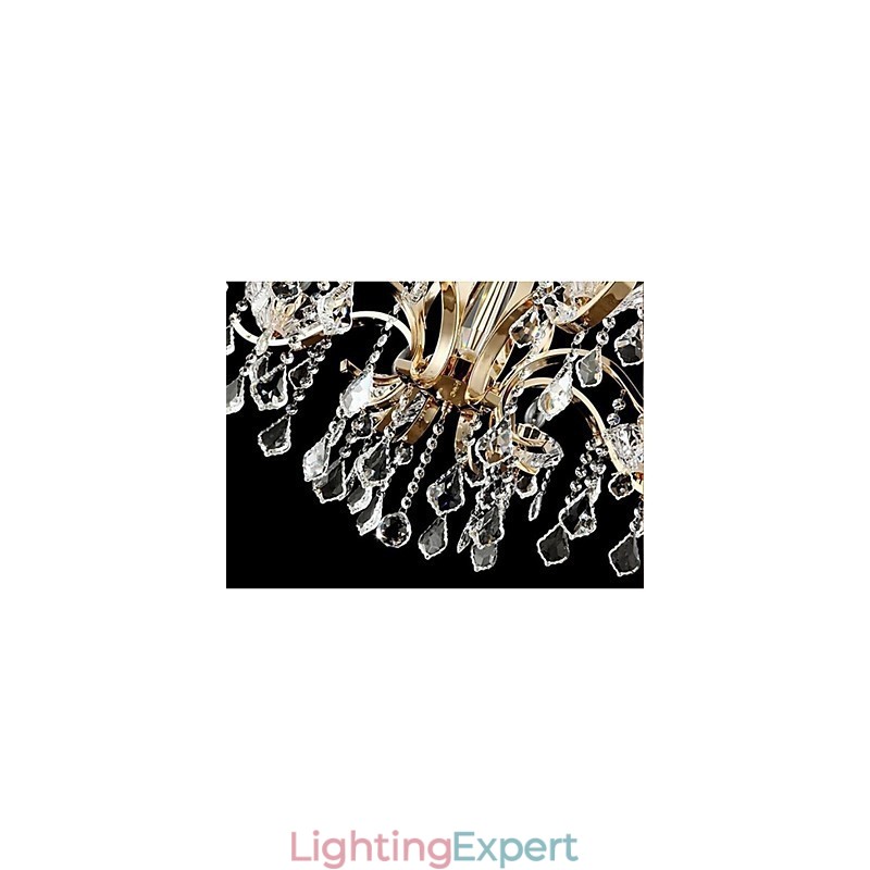 High Grade Gold Wrought Iron Crystal Chandelier 8 Lights