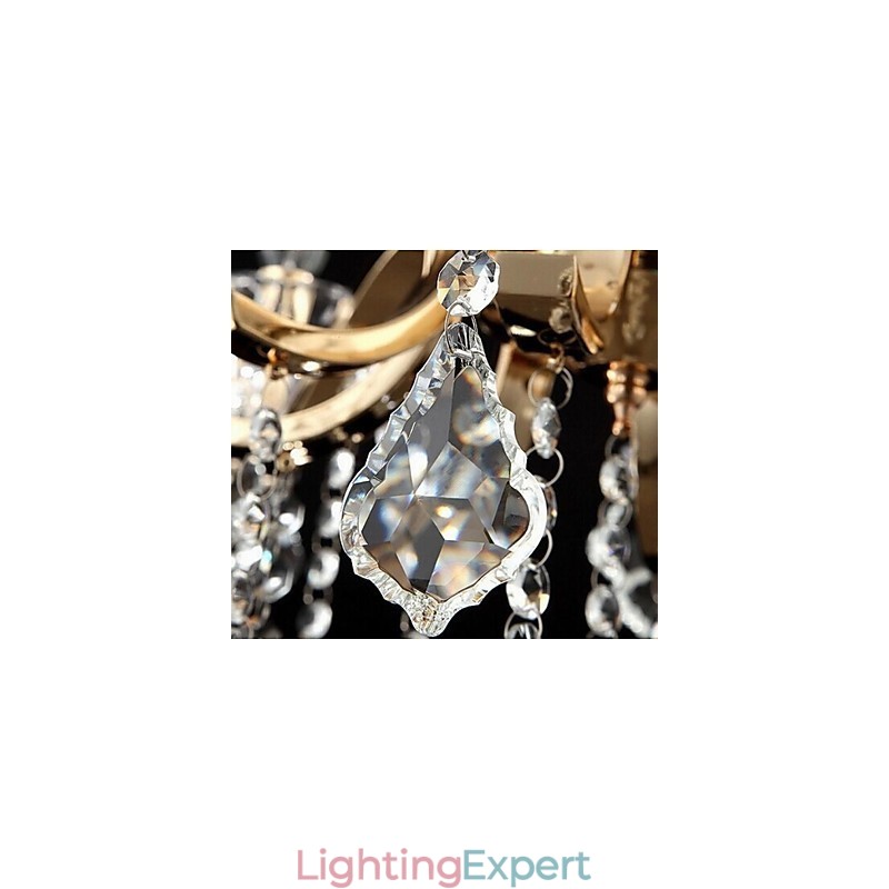 High Grade Gold Wrought Iron Crystal Chandelier 8 Lights