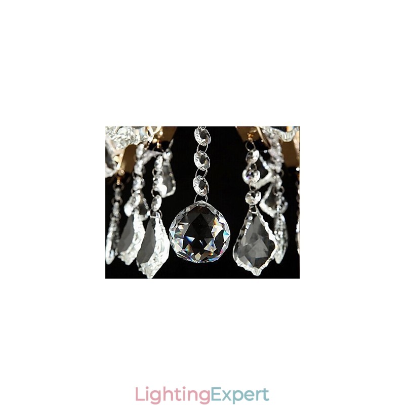 High Grade Gold Wrought Iron Crystal Chandelier 8 Lights
