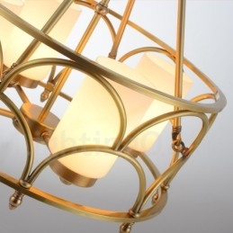4 Light Retro Rustic Luxury Brass Pendant Lamp Chandelier with Glass Shade