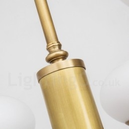 6 Light Retro Rustic Luxury Brass Pendant Lamp Chandelier with Glass Shade