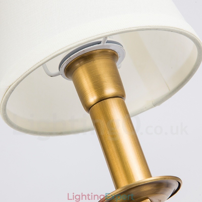 6 Light Retro Rustic Luxury Brass Pendant Lamp Chandelier with Fabric Shade