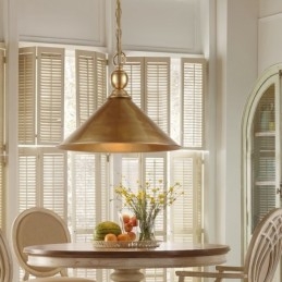1 Light Retro Rustic Luxury Brass Pendant Lamp Chandelier with Brass Shade