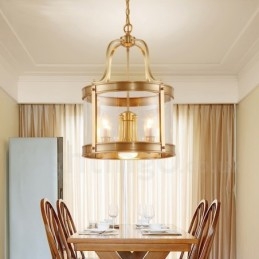 5 Light Retro Rustic Luxury Brass Pendant Lamp Chandelier with Glass Shade