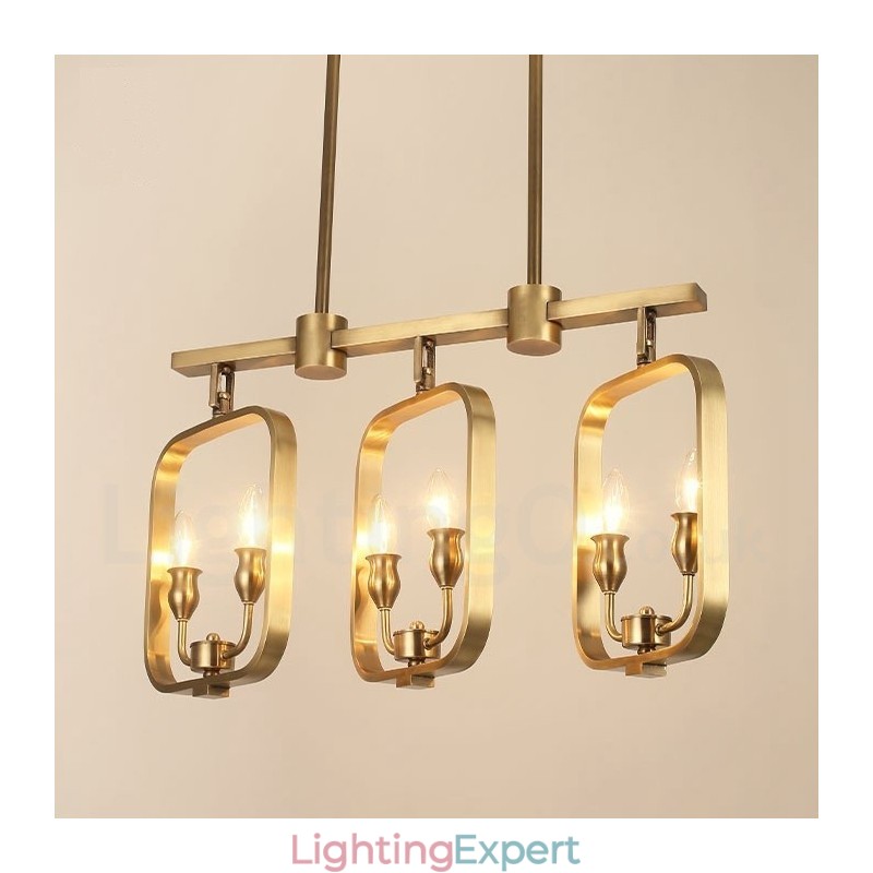 6 Light Retro Rustic Luxury Brass Pendant Lamp Chandelier